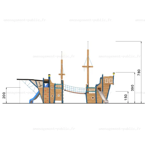 Caravelle pour aménagements ludiques en bois de robinier